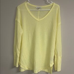 Vintage America Yellow Ribbed Long Sleeve Hoodie